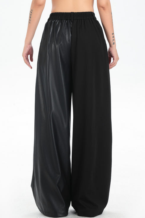 Contrast Texture Wide Pants